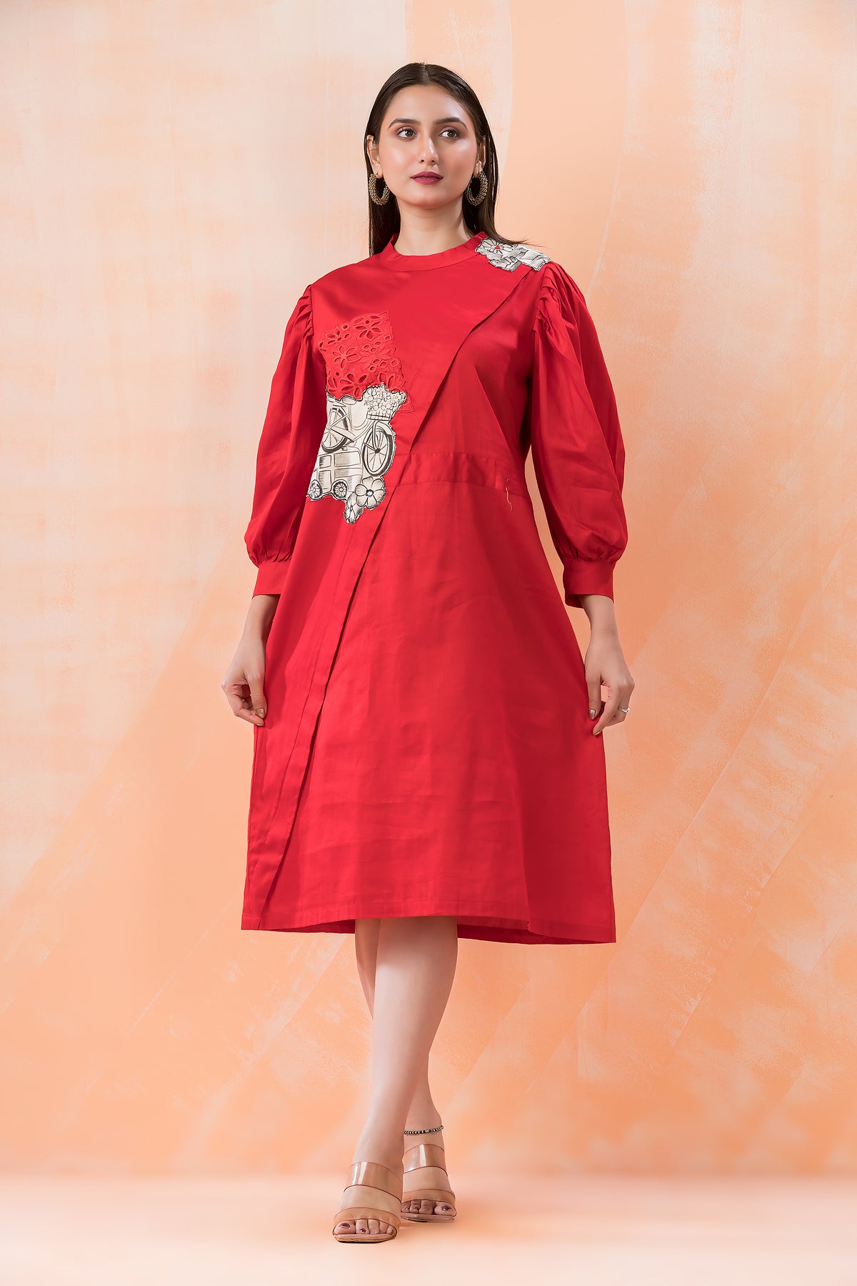 Knee Length Designer Cotton Dress