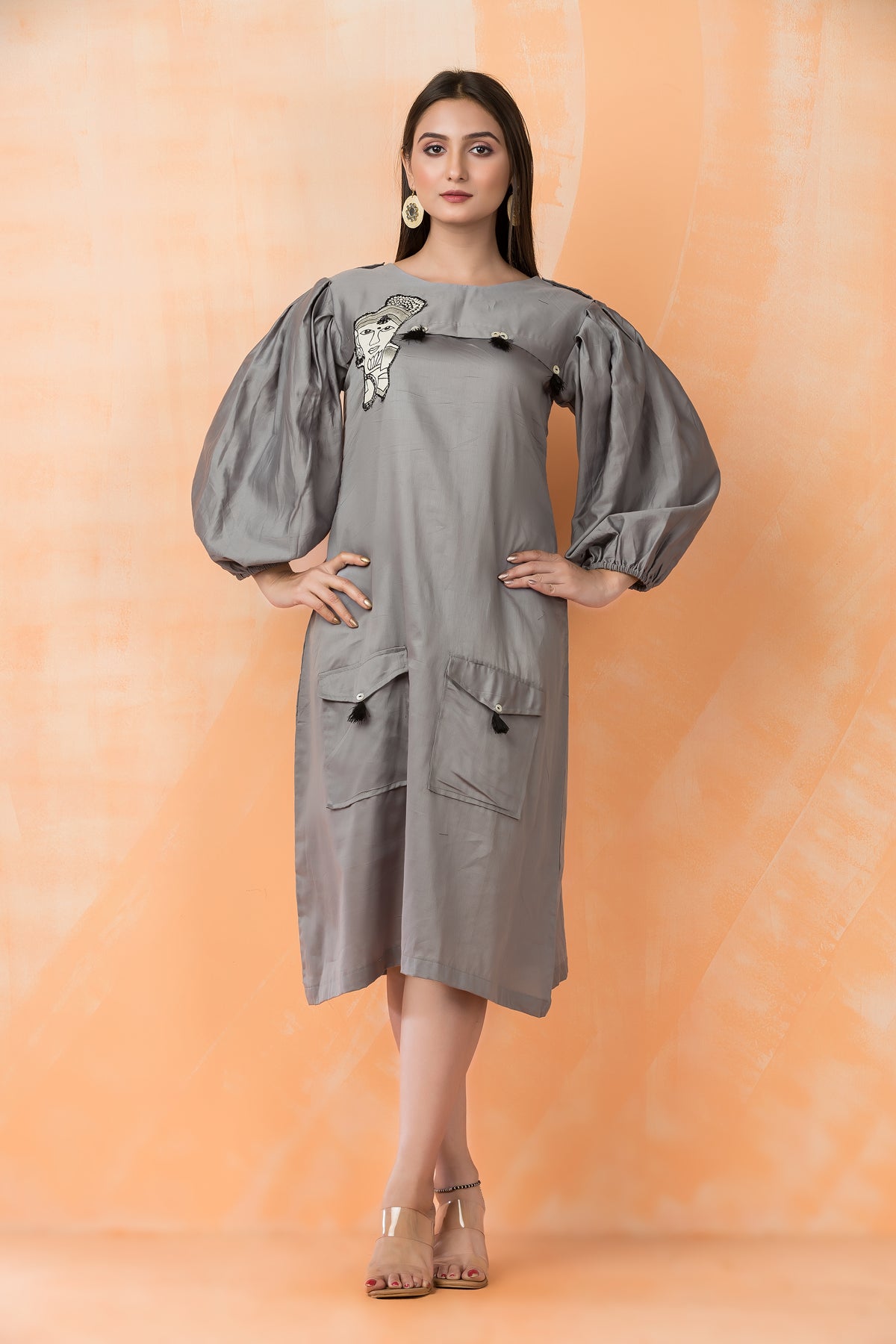 Knee Length Designer Cotton Dress