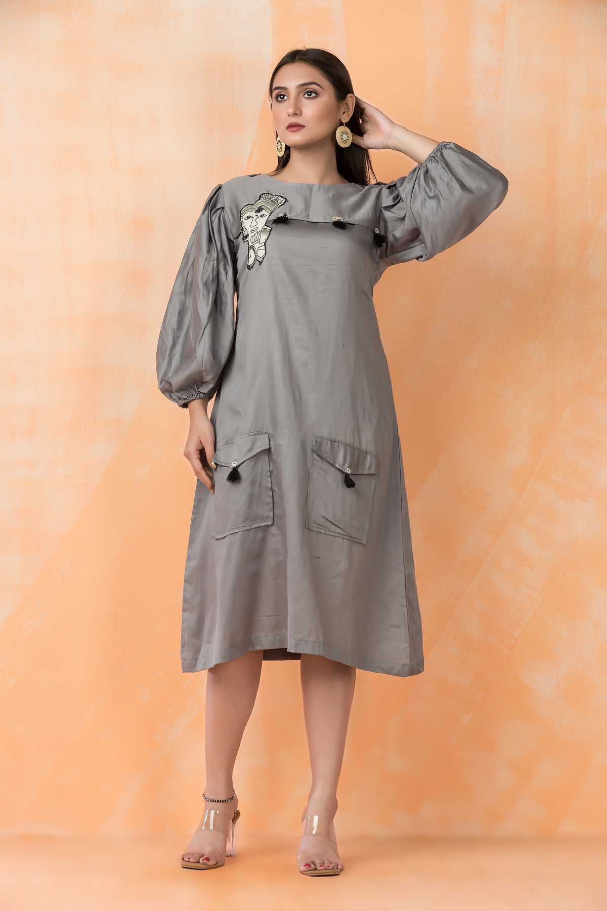 Knee Length Designer Cotton Dress