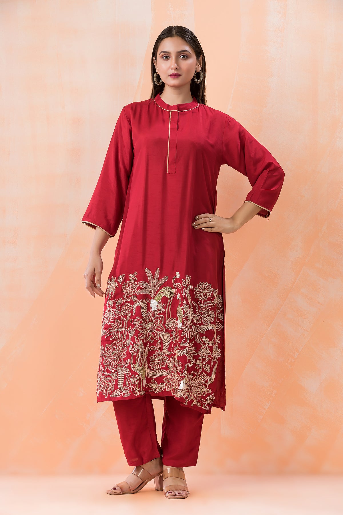 Designer Silk Kurti Pant Set