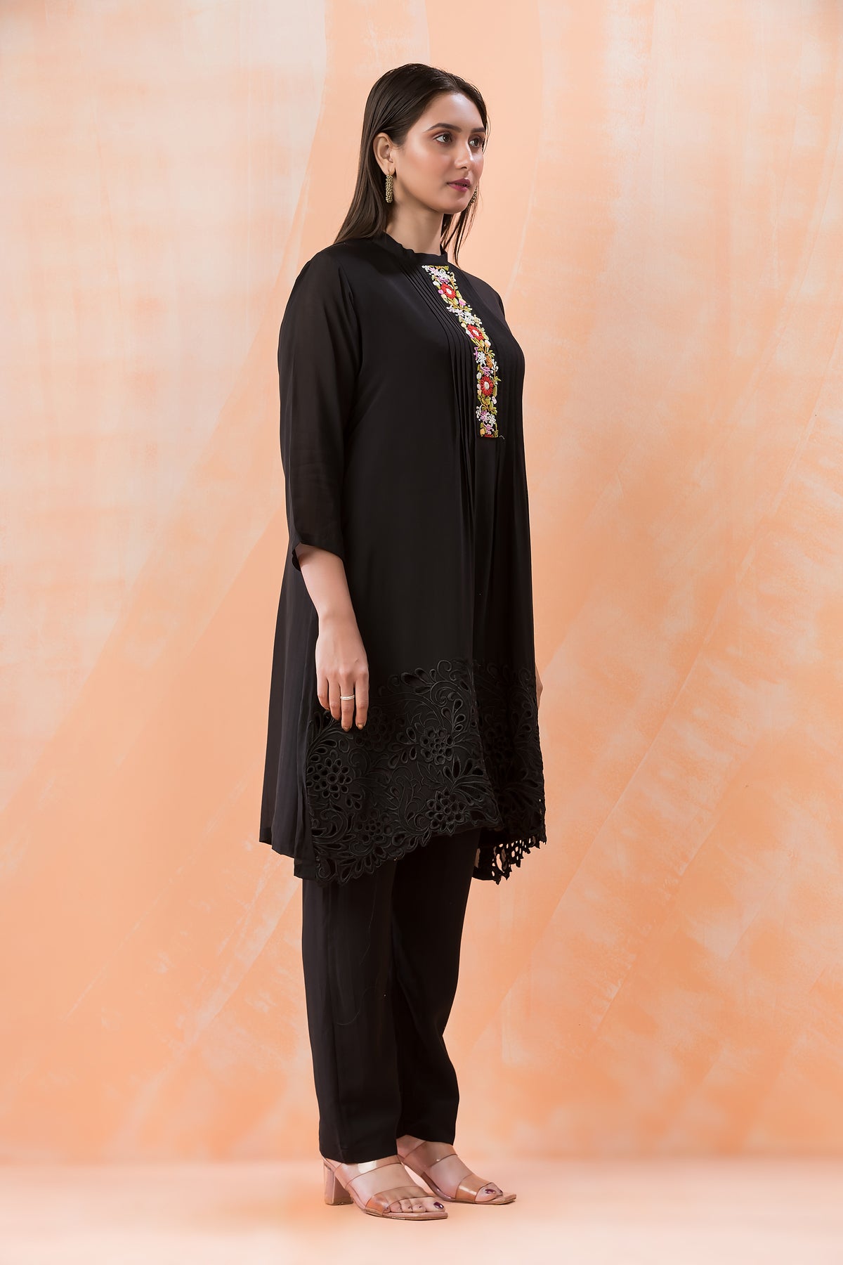 Designer Muslin Kurti Pant set with Boring Work