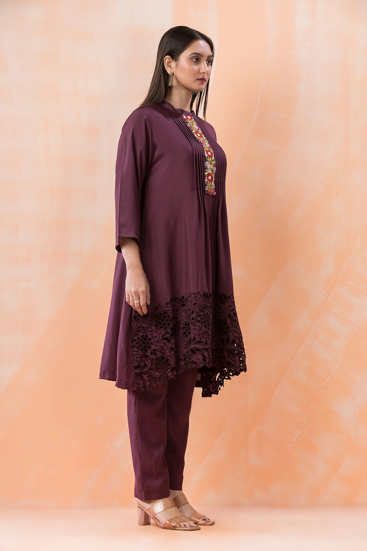 Designer Muslin Kurti Pant set with Boring Work