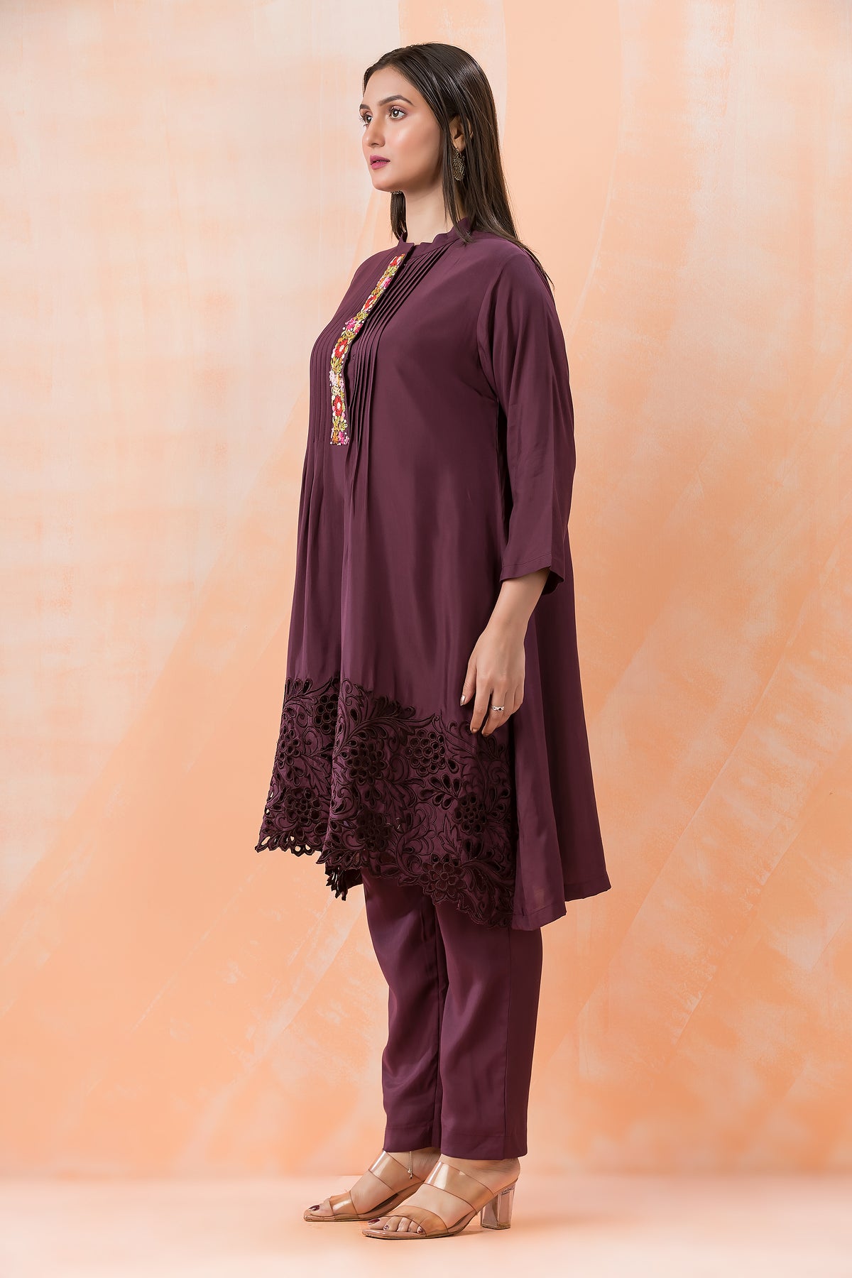 Designer Muslin Kurti Pant set with Boring Work