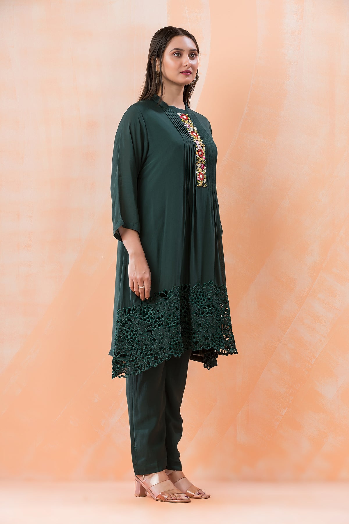 Designer Muslin Kurti Pant set with Boring Work