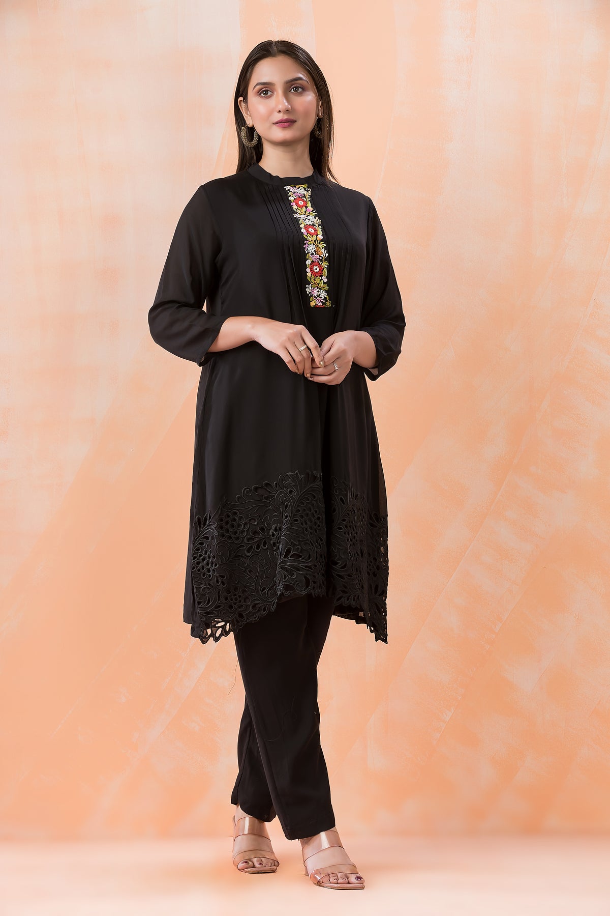 Designer Muslin Kurti Pant set with Boring Work