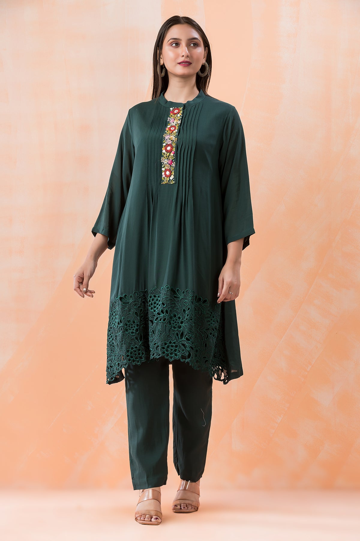 Designer Muslin Kurti Pant set with Boring Work