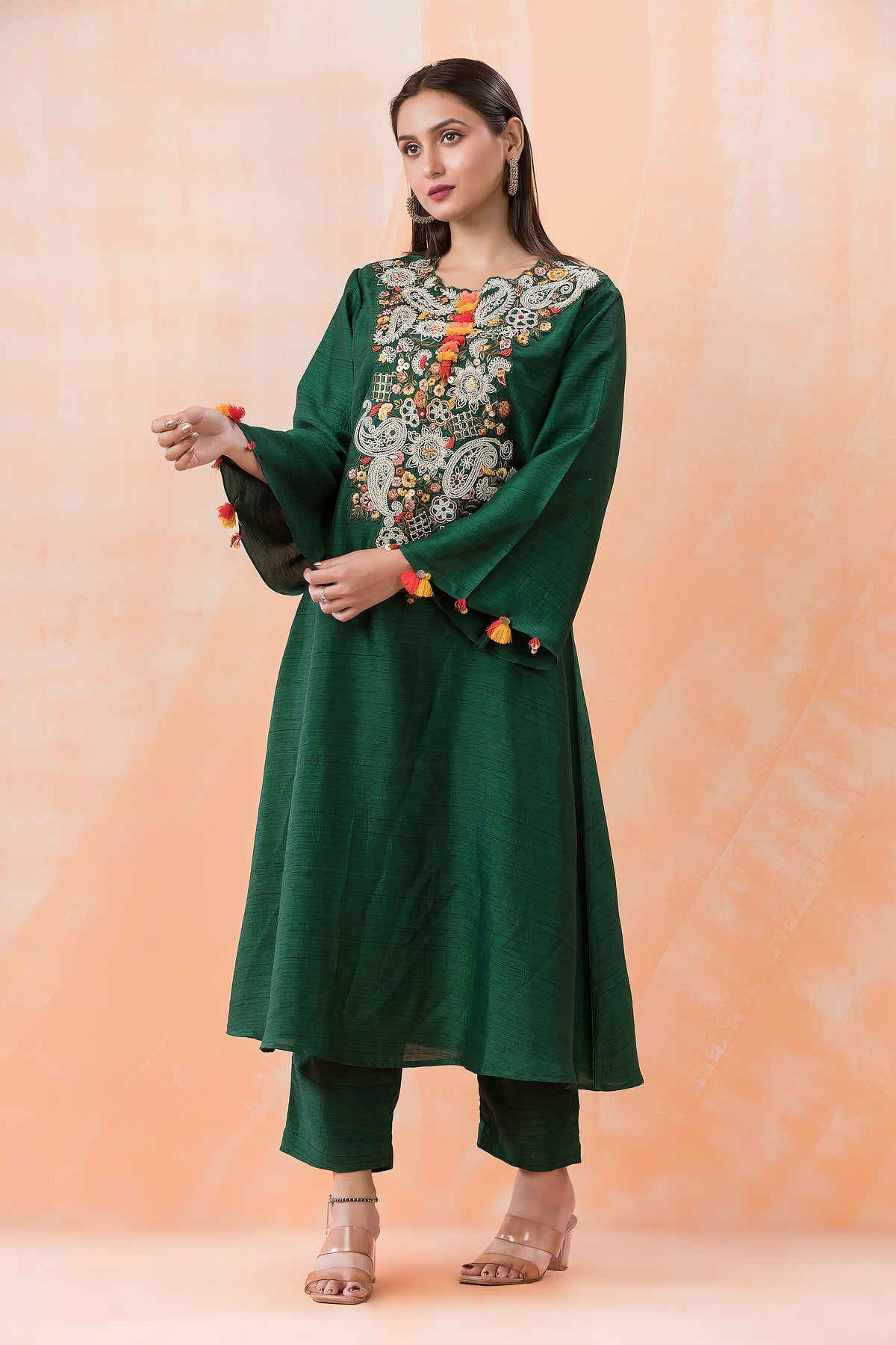 Designer Silk Kurti-Pant Set