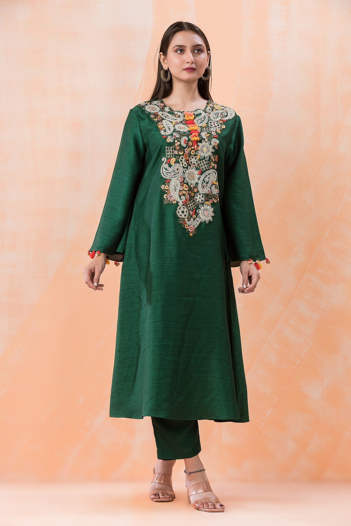 Designer Silk Kurti-Pant Set