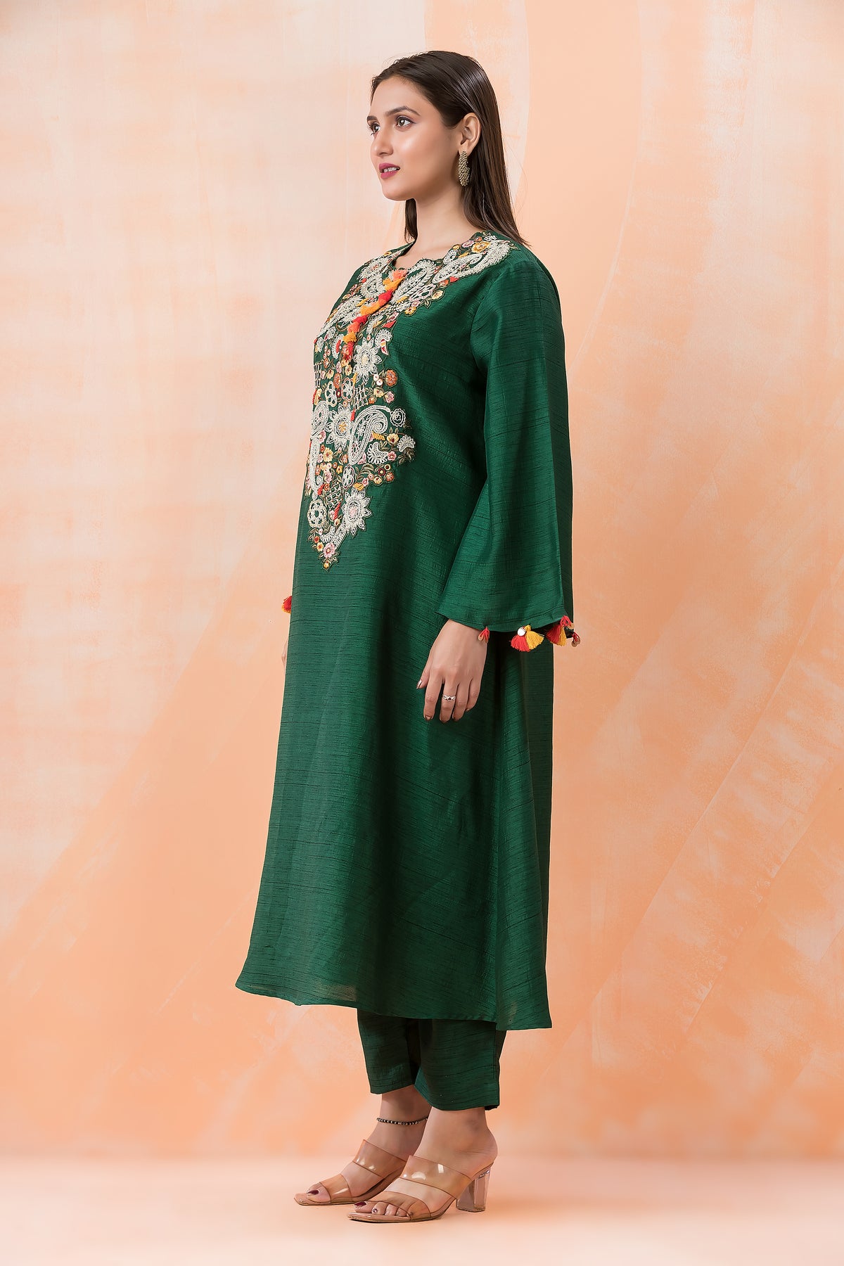 Designer Silk Kurti-Pant Set