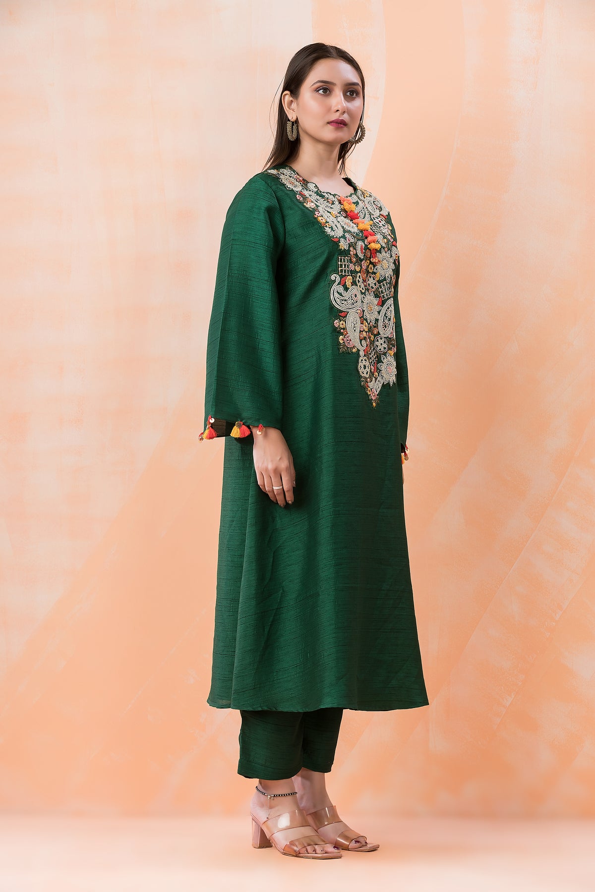 Designer Silk Kurti-Pant Set