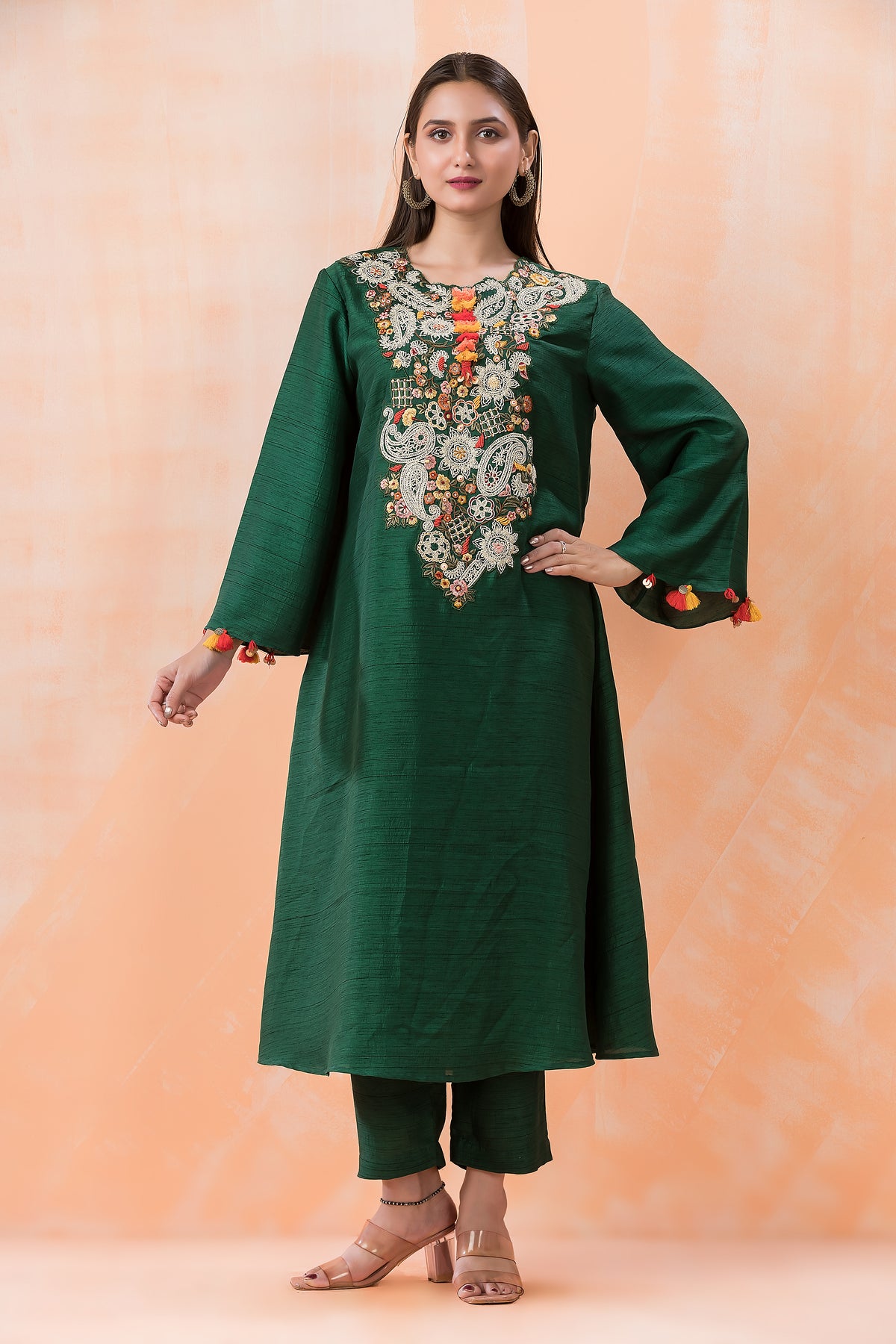 Designer Silk Kurti-Pant Set