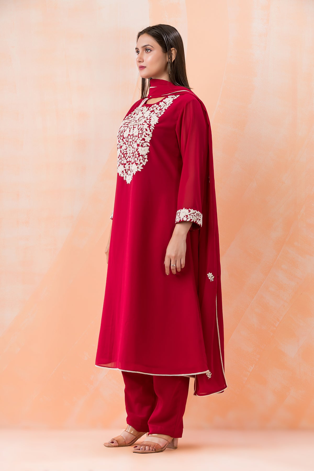 Designer Silk Kurti-Pant-Dupatta Set