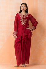 Stylish Georgette top and Dhoti Set