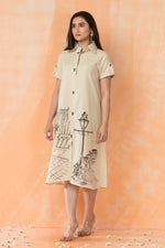 Knee Length Hand Painted Designer Dress