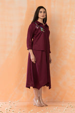 Asymmertric Floral Embroidered Dress