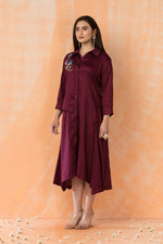 Asymmertric Floral Embroidered Dress