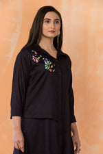 Asymmertric Floral Embroidered Dress