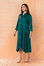 Asymmertric Floral Embroidered Dress