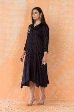 Asymmertric Floral Embroidered Dress