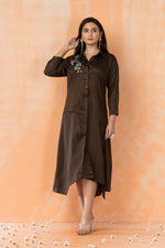 Asymmertric Floral Embroidered Dress