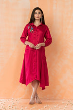 Asymmertric Floral Embroidered Dress