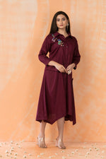 Asymmertric Floral Embroidered Dress