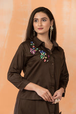 Asymmertric Floral Embroidered Dress