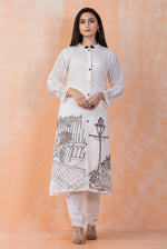 Hand Painted Mulmul Kurta Pant Set