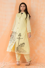 Hand Painted Mulmul Kurta Pant Set