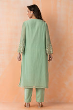 Embroidered Mul Chanderi Kurta Pant Set