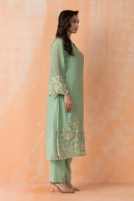 Embroidered Mul Chanderi Kurta Pant Set