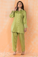 Embroidered Cotton Satin Co-ord Set