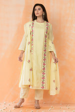 Embroidered Cotton Kurta Pant Dupatta Set