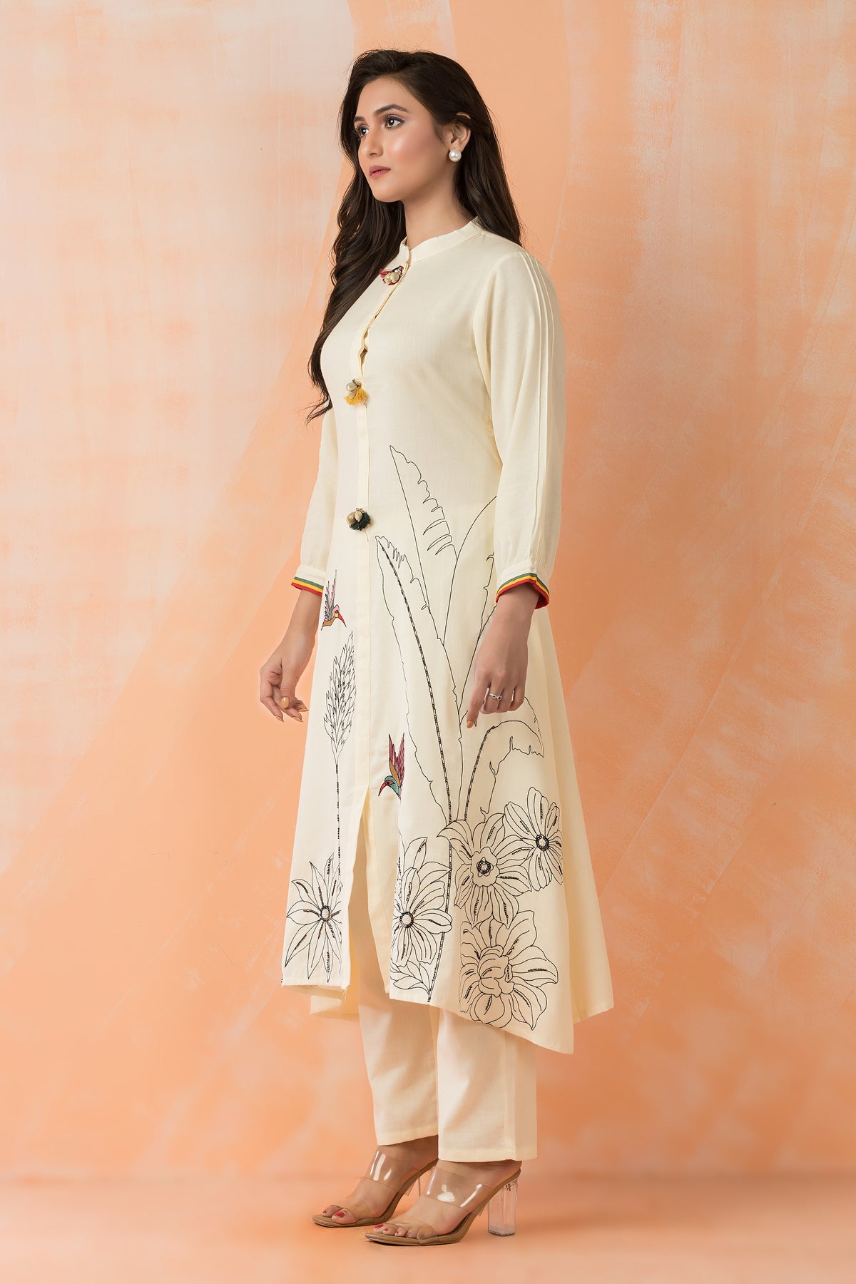 Embroidered Cotton Kurta Pant Set