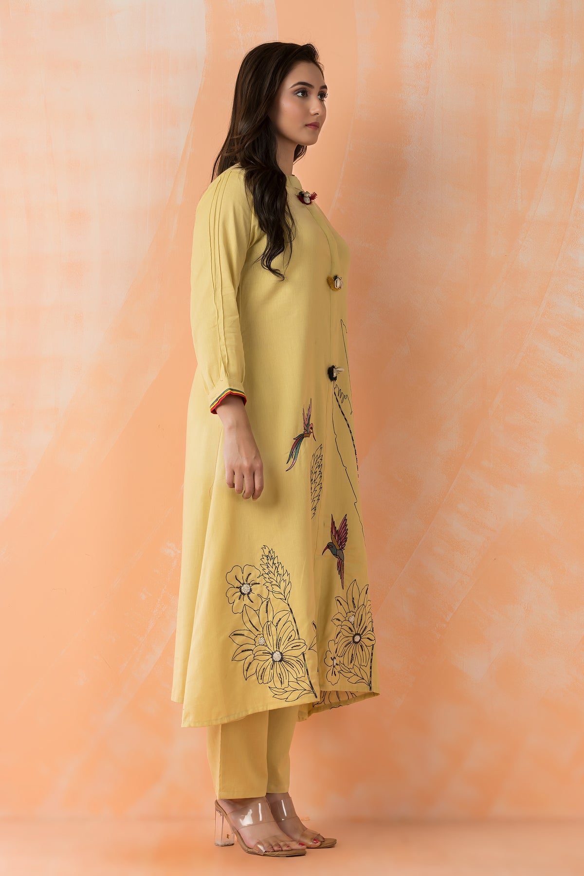 Embroidered Cotton Kurta Pant Set