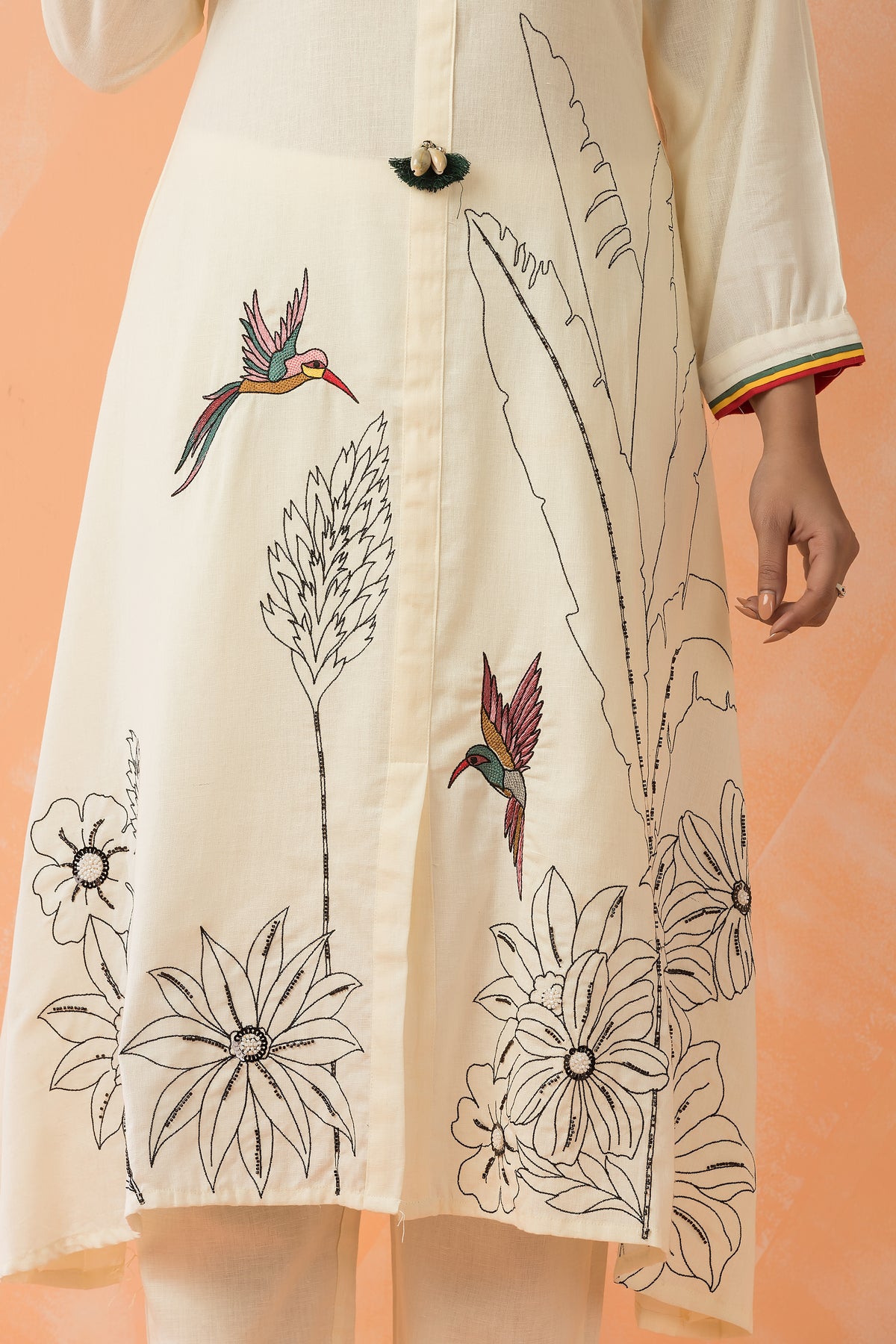 Embroidered Cotton Kurta Pant Set