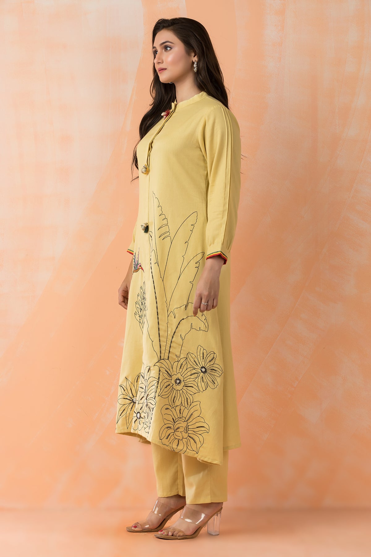 Embroidered Cotton Kurta Pant Set