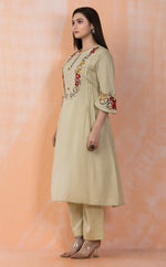 Embroidered Mulmul Kurta Pant Set