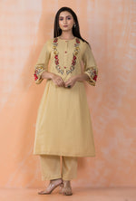 Embroidered Mulmul Kurta Pant Set