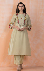 Embroidered Mulmul Kurta Pant Set