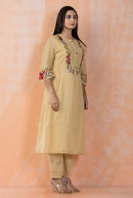 Embroidered Mulmul Kurta Pant Set