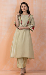 Embroidered Mulmul Kurta Pant Set