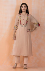 Embroidered Mulmul Kurta Pant Set
