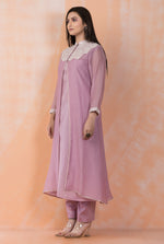 Embroidered Mul Chanderi Kurta Pant Set