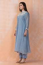 Embroidered Mul Chanderi Kurta Pant Set