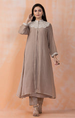 Embroidered Mul Chanderi Kurta Pant Set