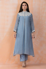 Embroidered Mul Chanderi Kurta Pant Set