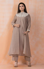 Embroidered Mul Chanderi Kurta Pant Set