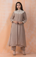 Embroidered Mul Chanderi Kurta Pant Set