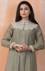 Embroidered Mul Chanderi Kurta Pant Set